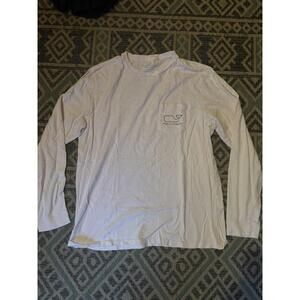Vineyard Vines TShirt Mens Large White Crewneck Preppy Whale Logo Pocket